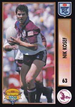 1994 Dynamic Rugby League Series 2 #63 Nik Kosef Front